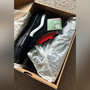 Vans Sk8-Hi black on black suede shoes